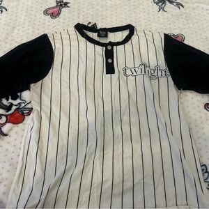 Twilight Black & White Pinstripe Henley Tee